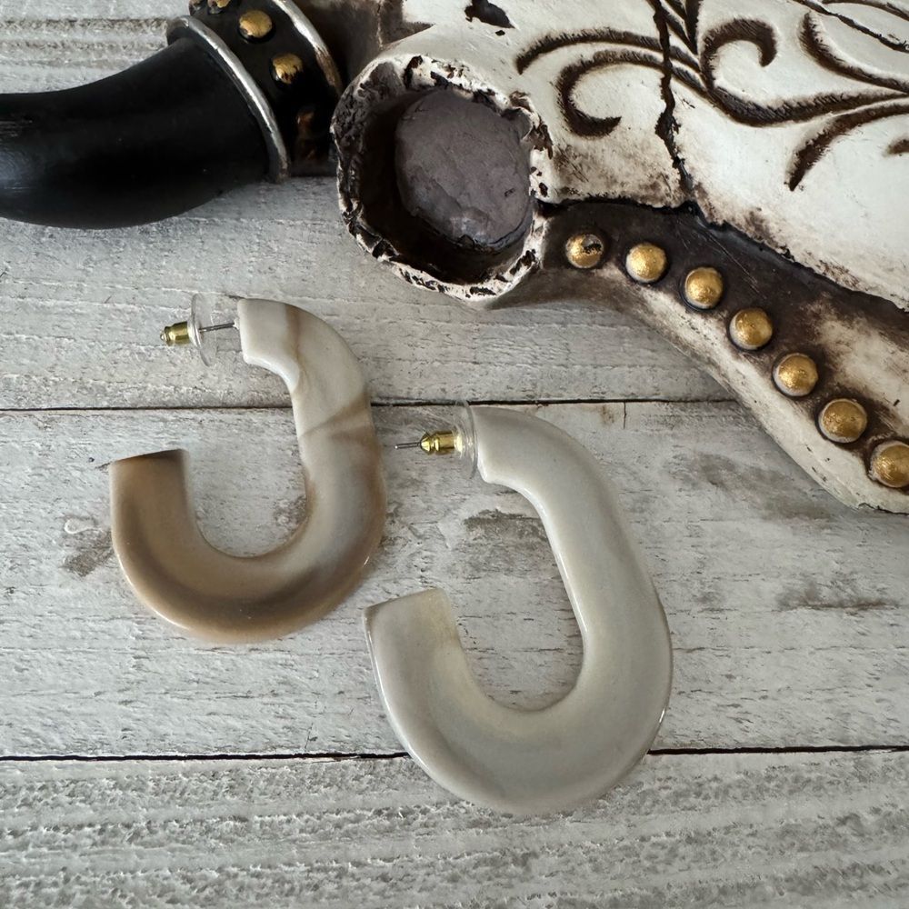 Elegant Brown and Gray Hoop Earrings